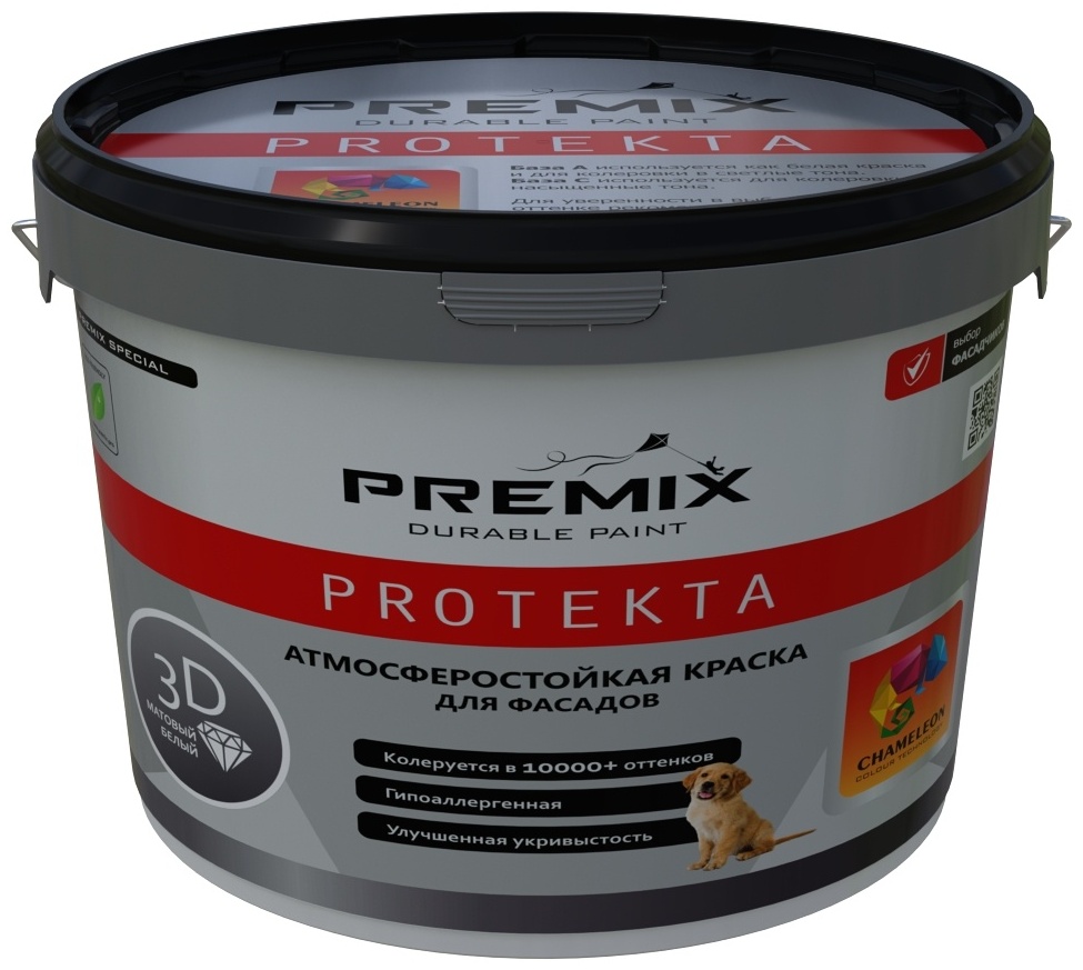 Краска Premix фасадная акриловая Protekta С 25 кг, белый