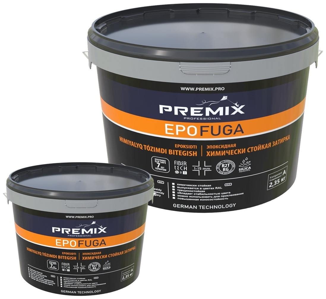 PREMIX EPO FUGA (1,25 кг) Белая - Химически стойкая эпоксидная затирка для швов до 15 мм.